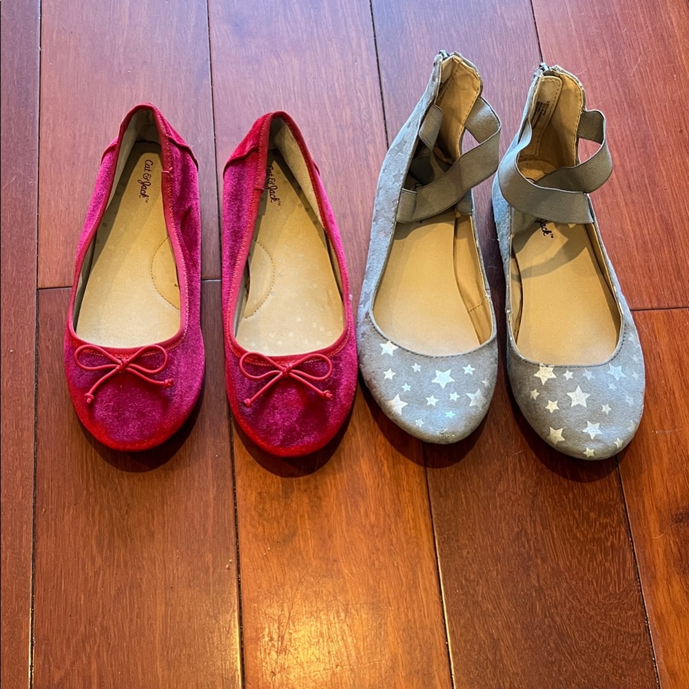 Cat & Jack Red and Gray Star Ballet Flats